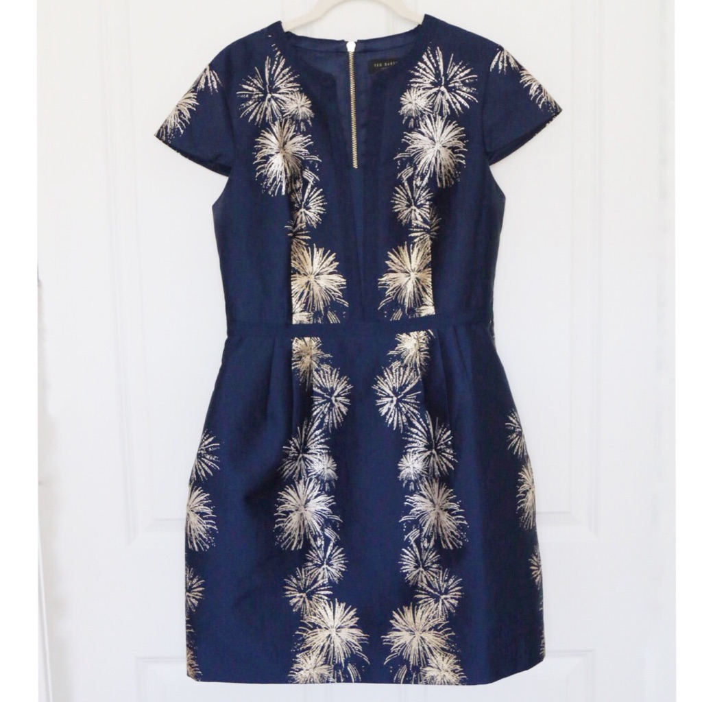 Ted Baker Tzalla Sculpted Stardust Dress Blue 8